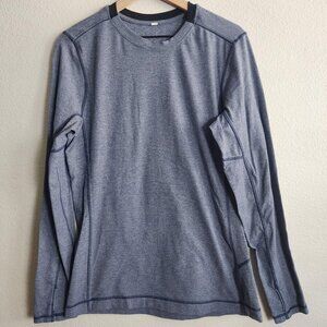 Lululemon Shirt Mens Medium Blue Heather Long Sleeve Crewneck Athletic Running